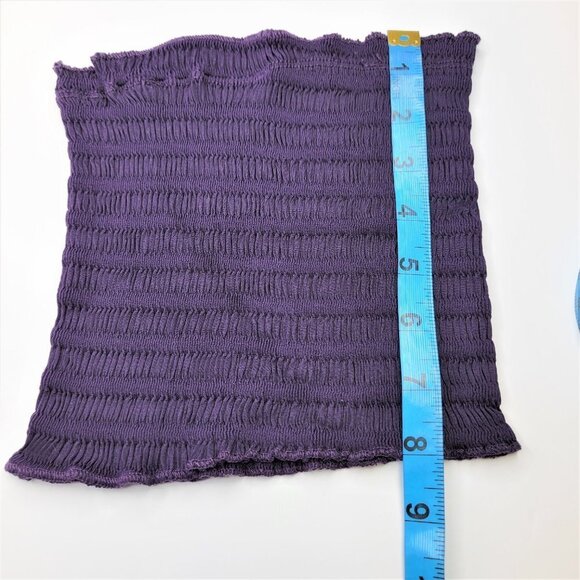 Purple Sexy Crop Top Strapless Tube Top Smocked Stretchy Summer Bandeau - NEW - Picture 7 of 13